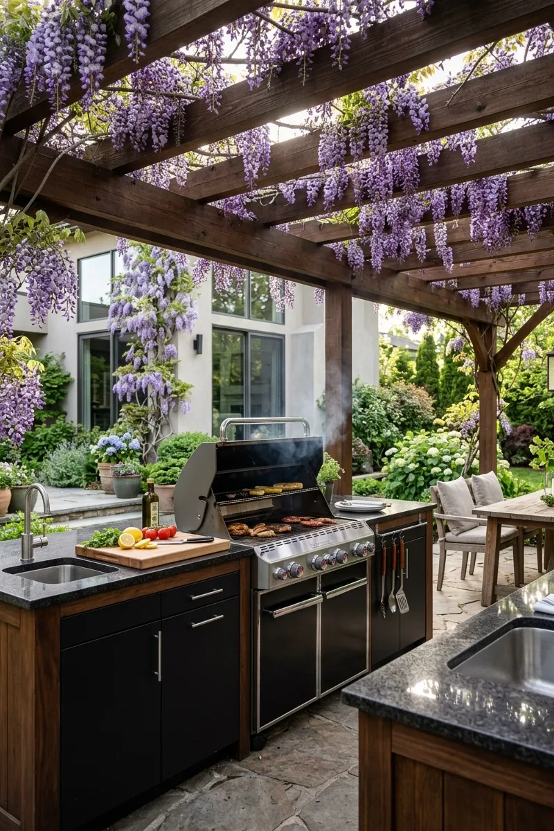 Outdoor Kitchen Under a Pergola