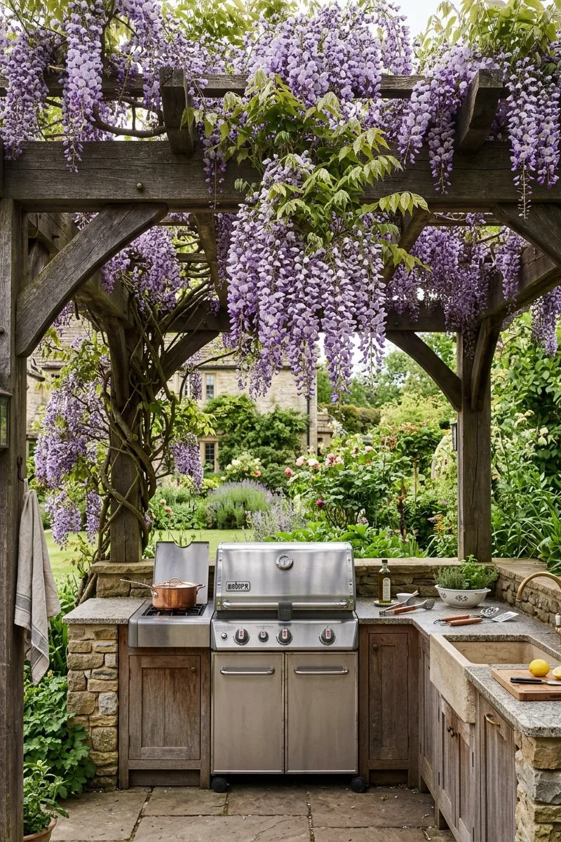 Pergola with Draped Wisteria