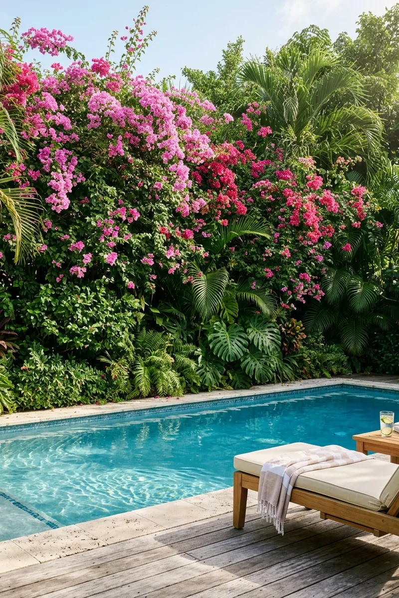 Tropical Greenery and Bougainvillea