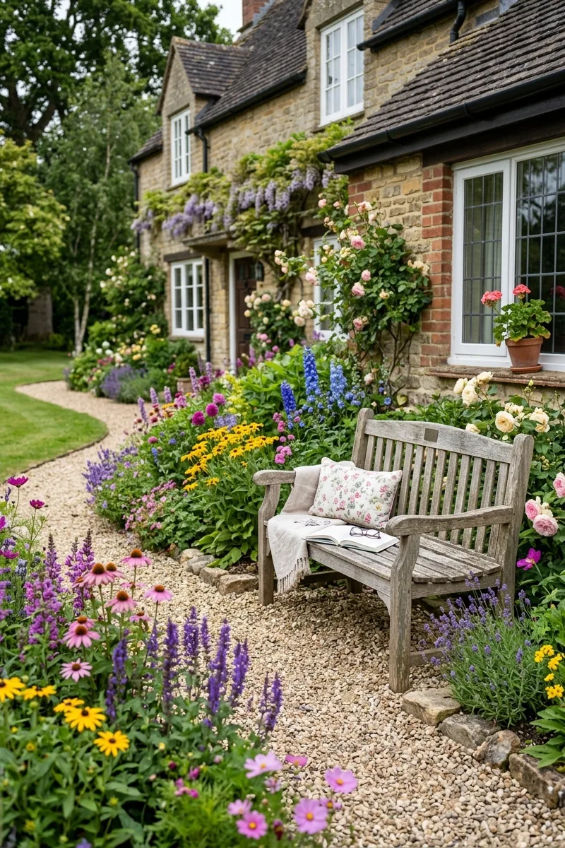Flower Bed with a Bench