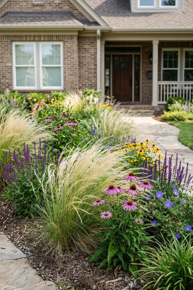 Flower Bed with Ornamental Grasses