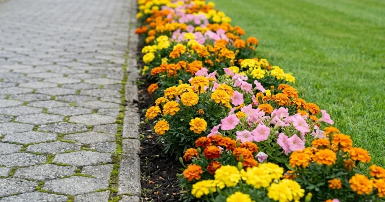 20 Bright Garden Border Ideas with Marigolds and Pink Flowers