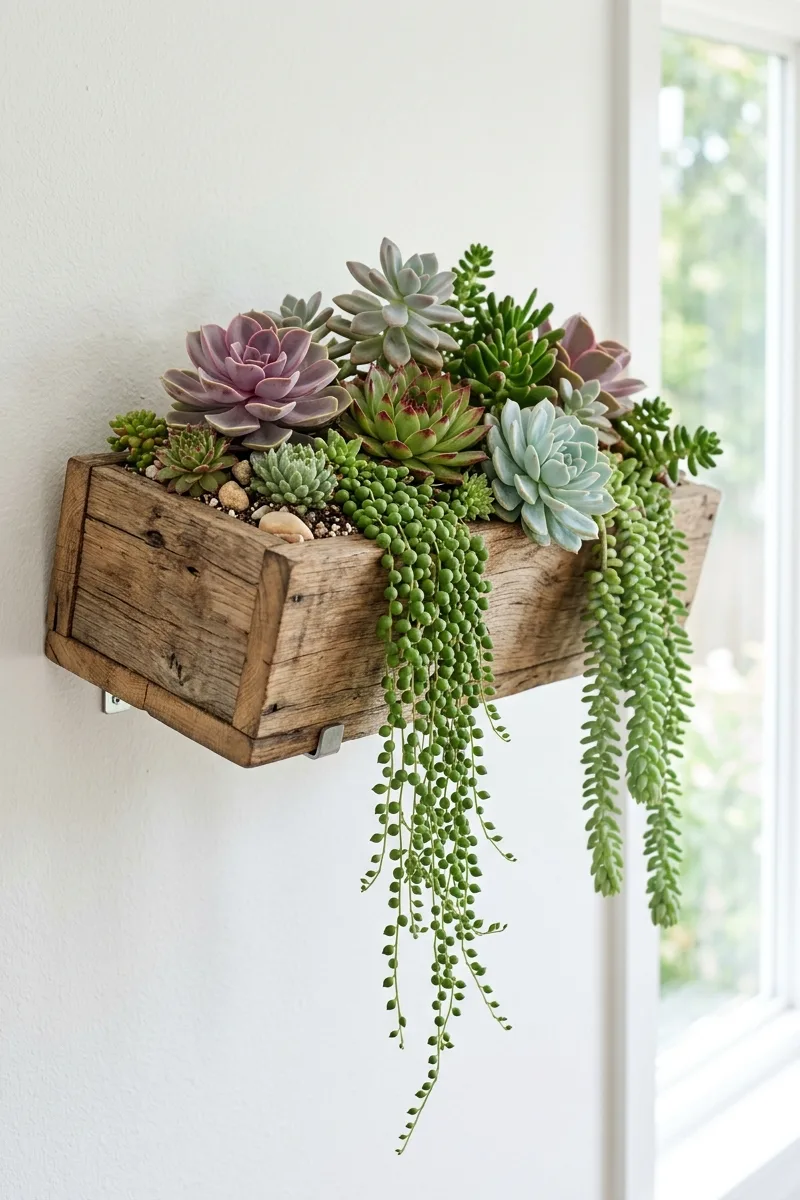 Wall-Mounted Succulent Box