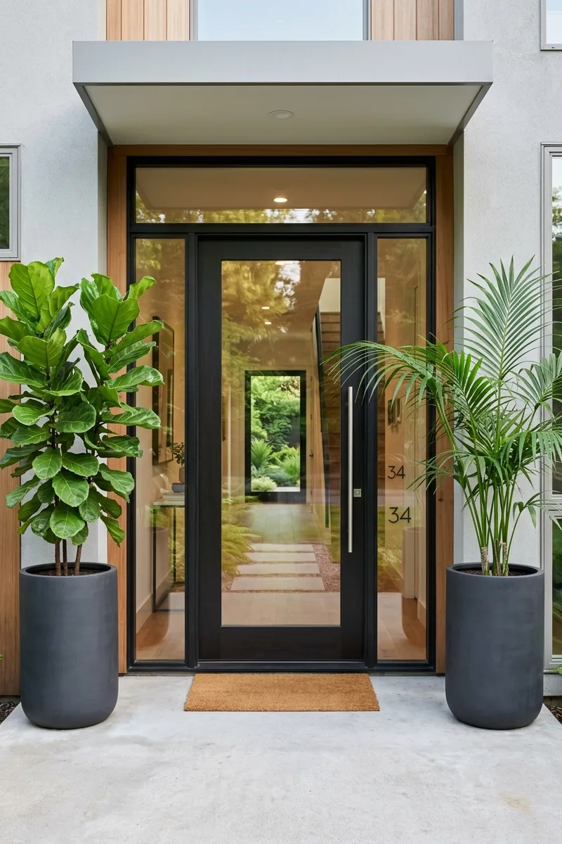 Large Potted Plants at the Entrance