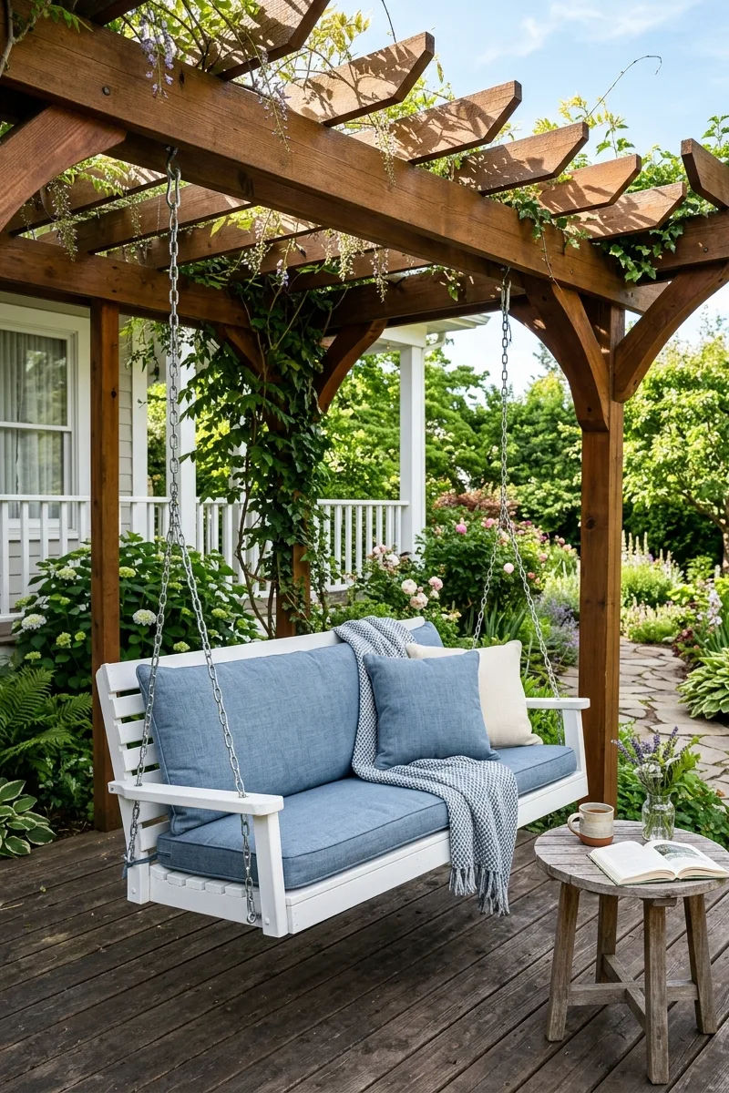 Classic White Porch Swing