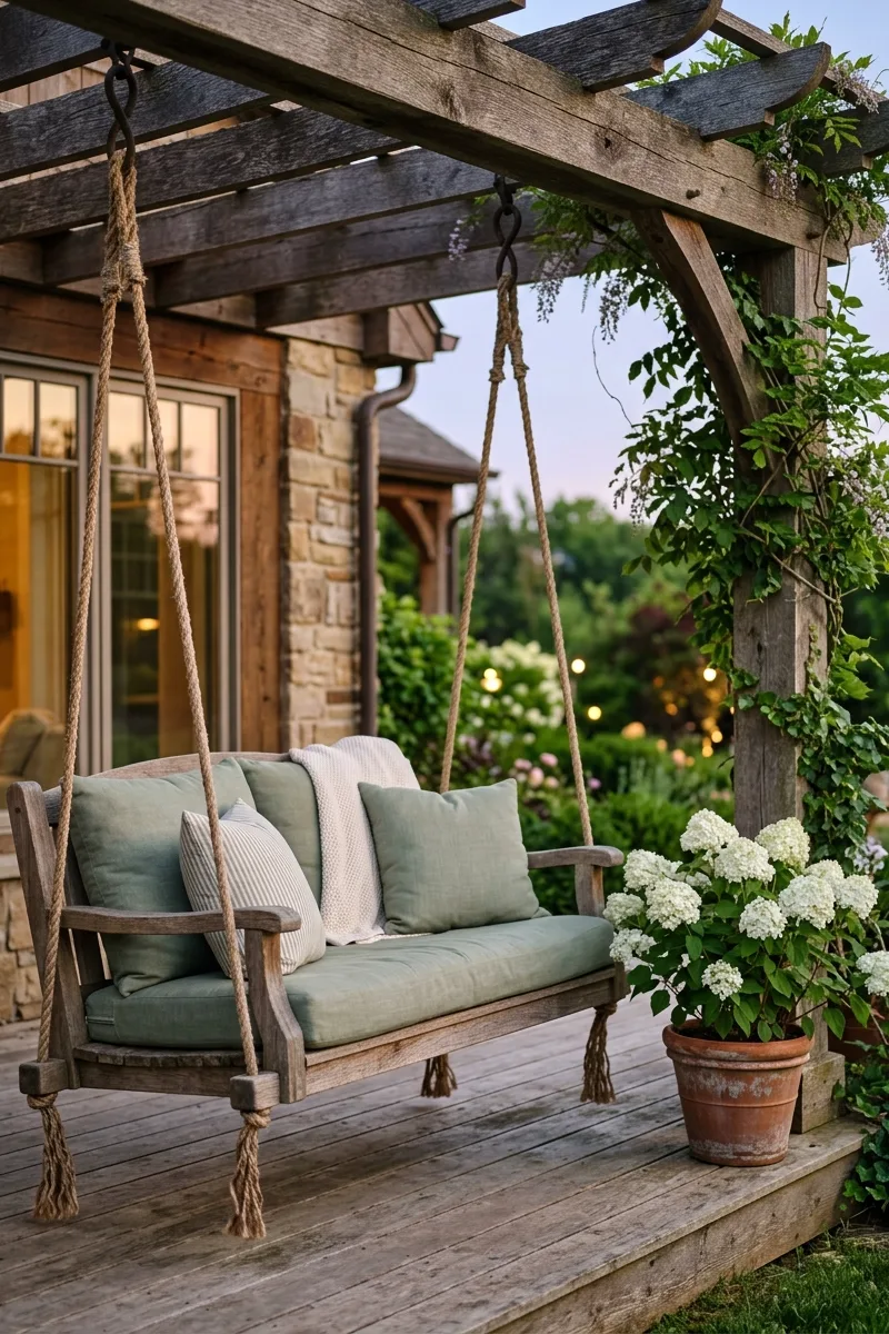 Sage Cushions and White Hydrangeas