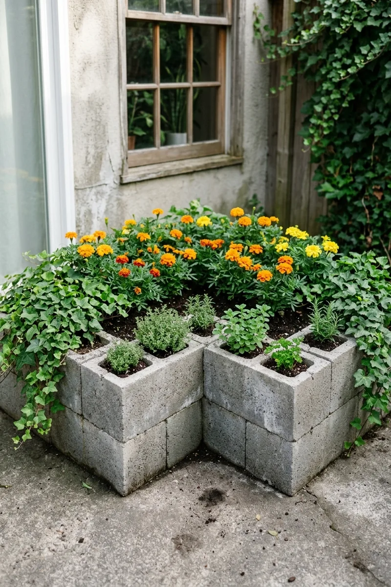 Cinder Block Corner Beds