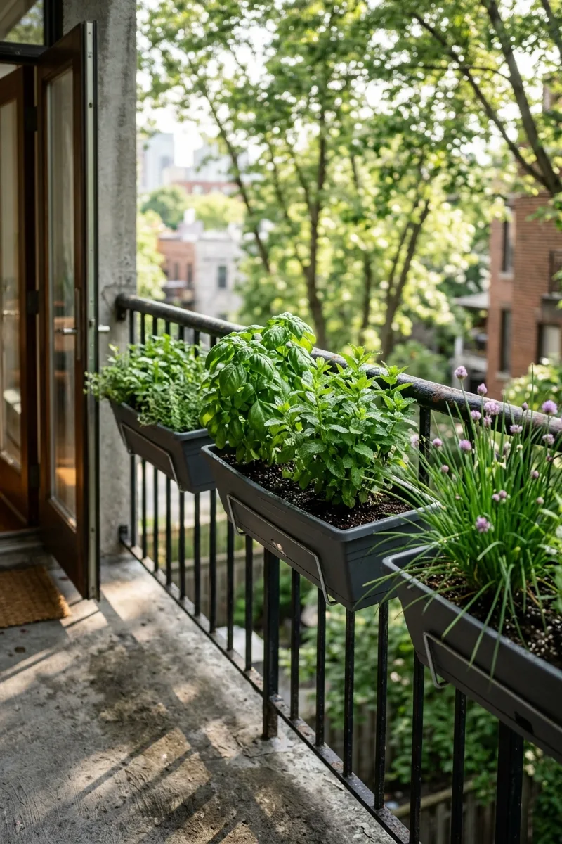 Railing-Mounted Herb Planters