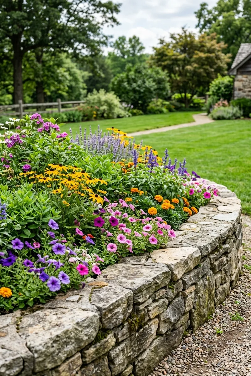 Natural Stone Raised Bed