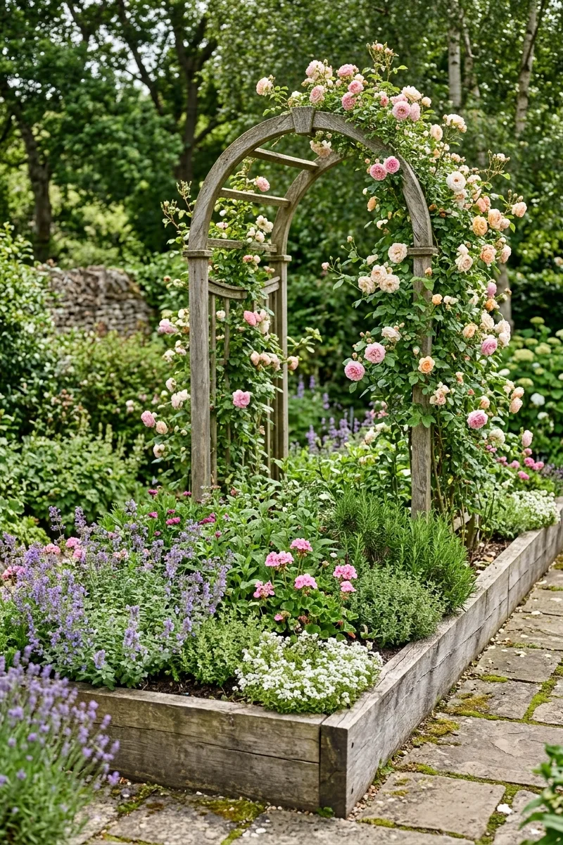 Raised Bed with an Arch Trellis