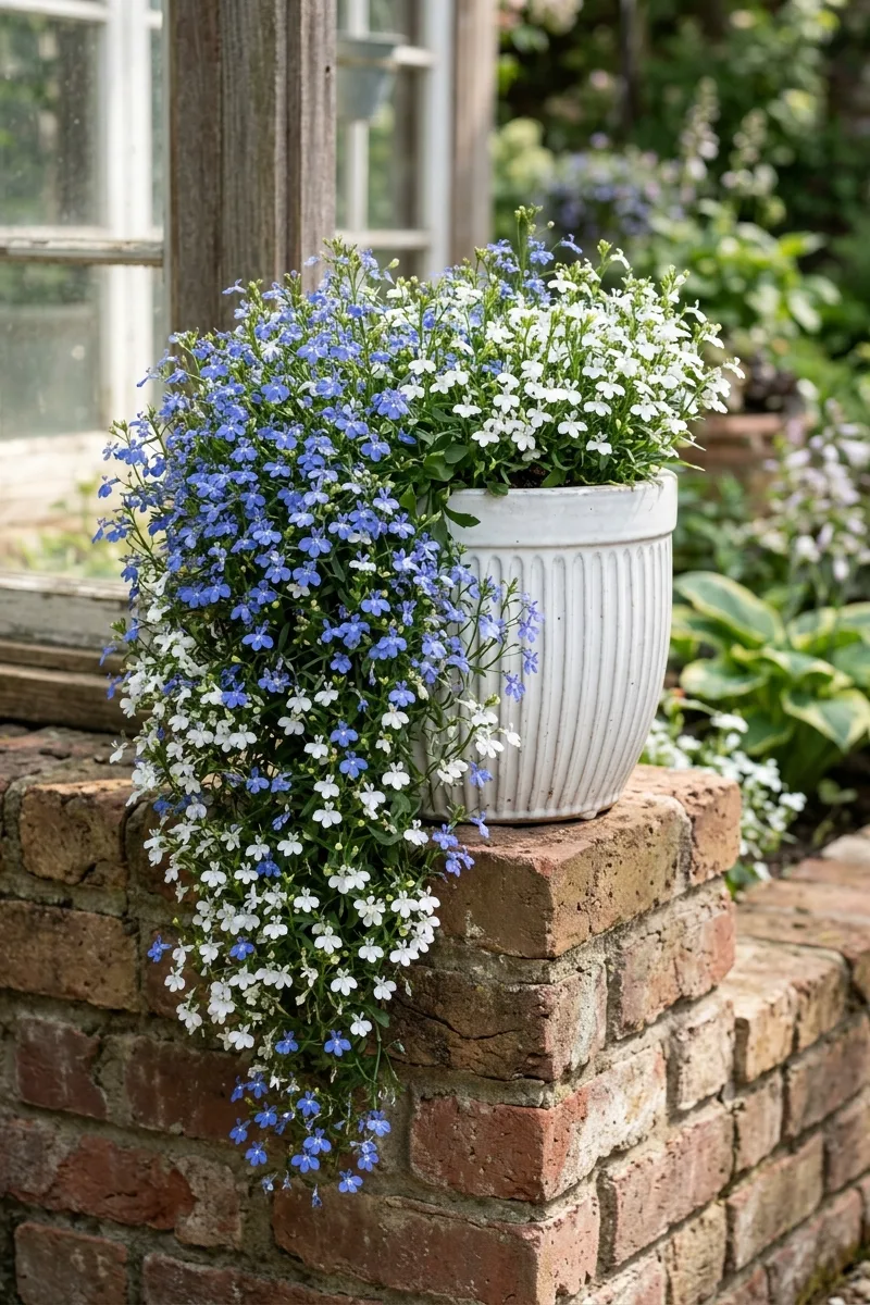 Ribbed Planter with Cascading Blooms