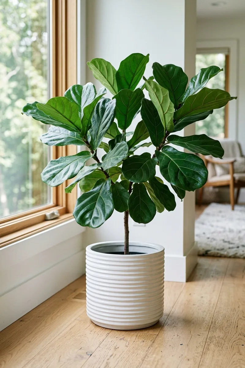 Ribbed Planter with Fiddle Leaf Fig