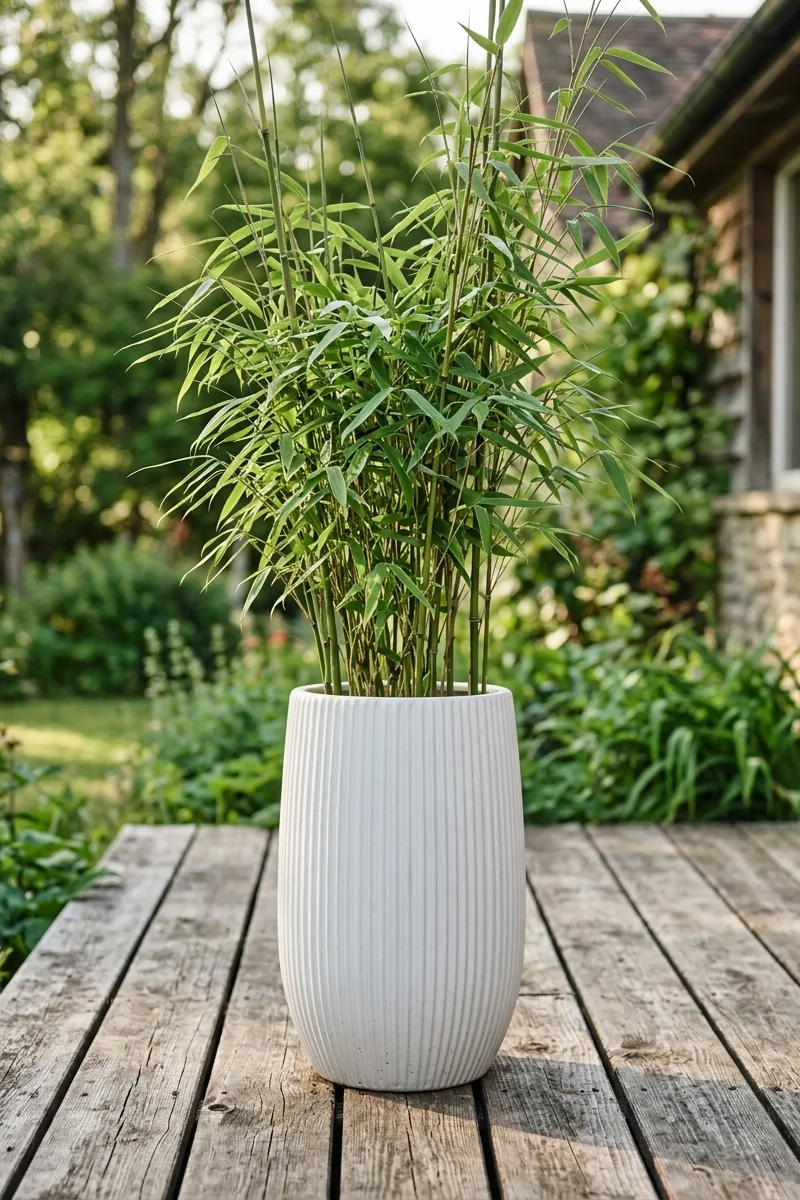 Ribbed Pot with Bamboo