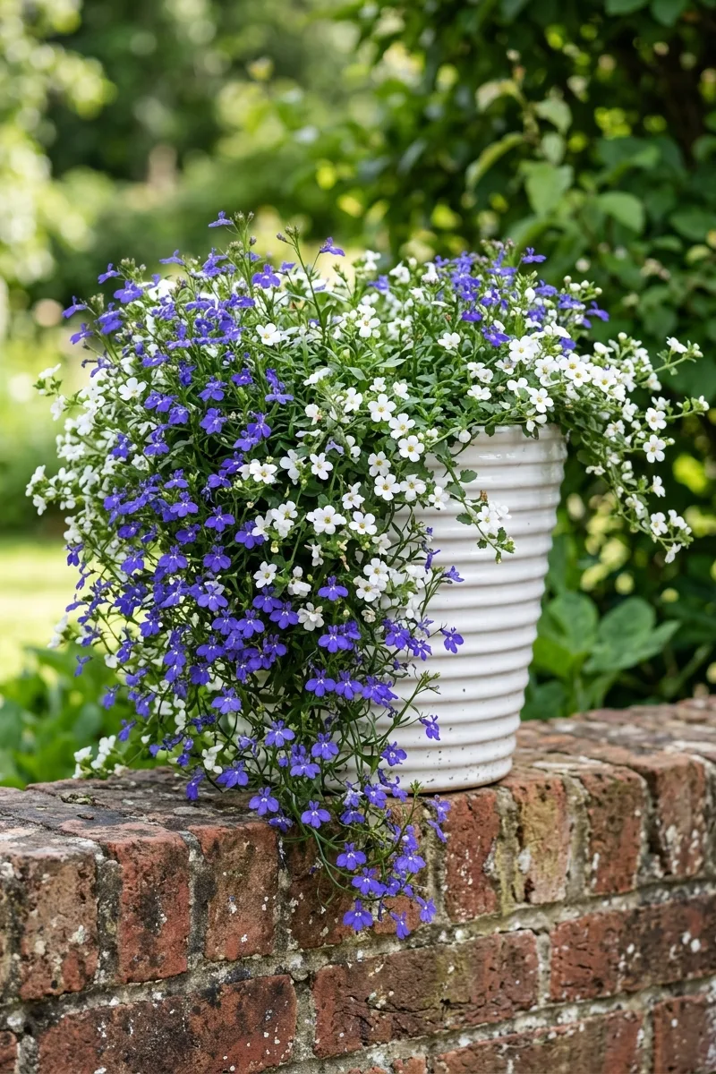 Ribbed Pot with Cascading Blooms