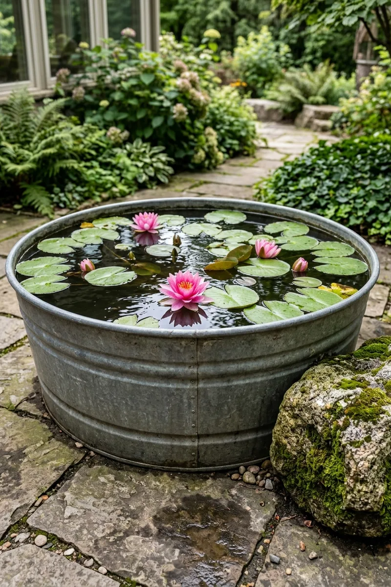 Floating Lotus in a Stock Tank