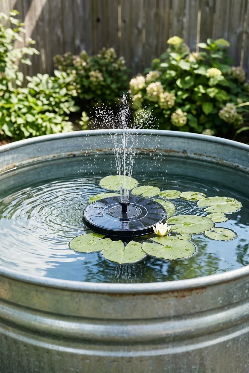 Solar Fountain in a Stock Tank