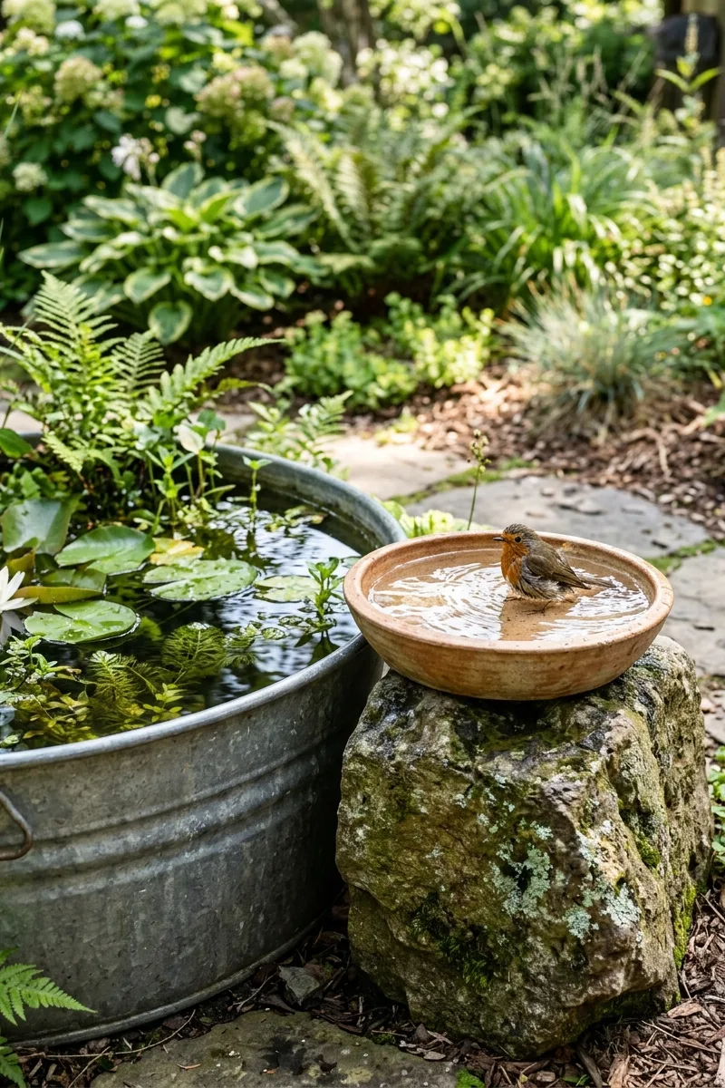 Stock Tank with a Bird Bath Element