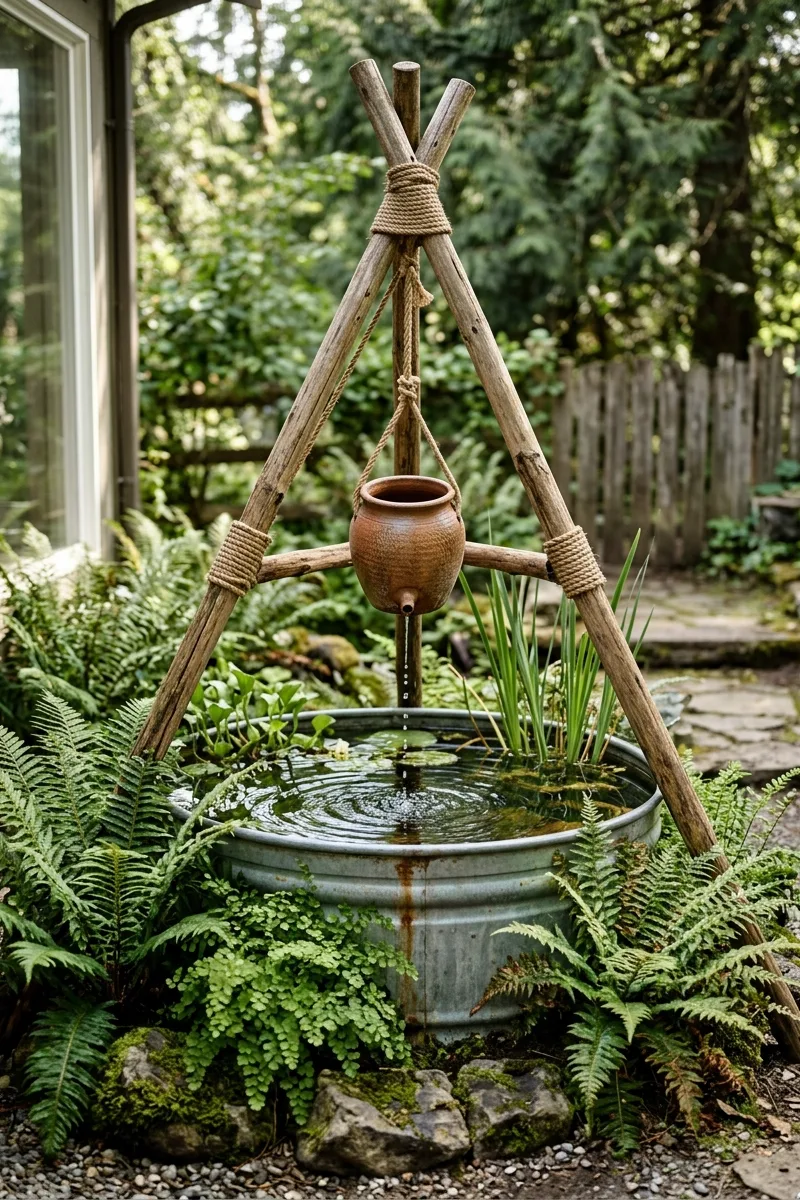Stock Tank with a Dripping Water Feature