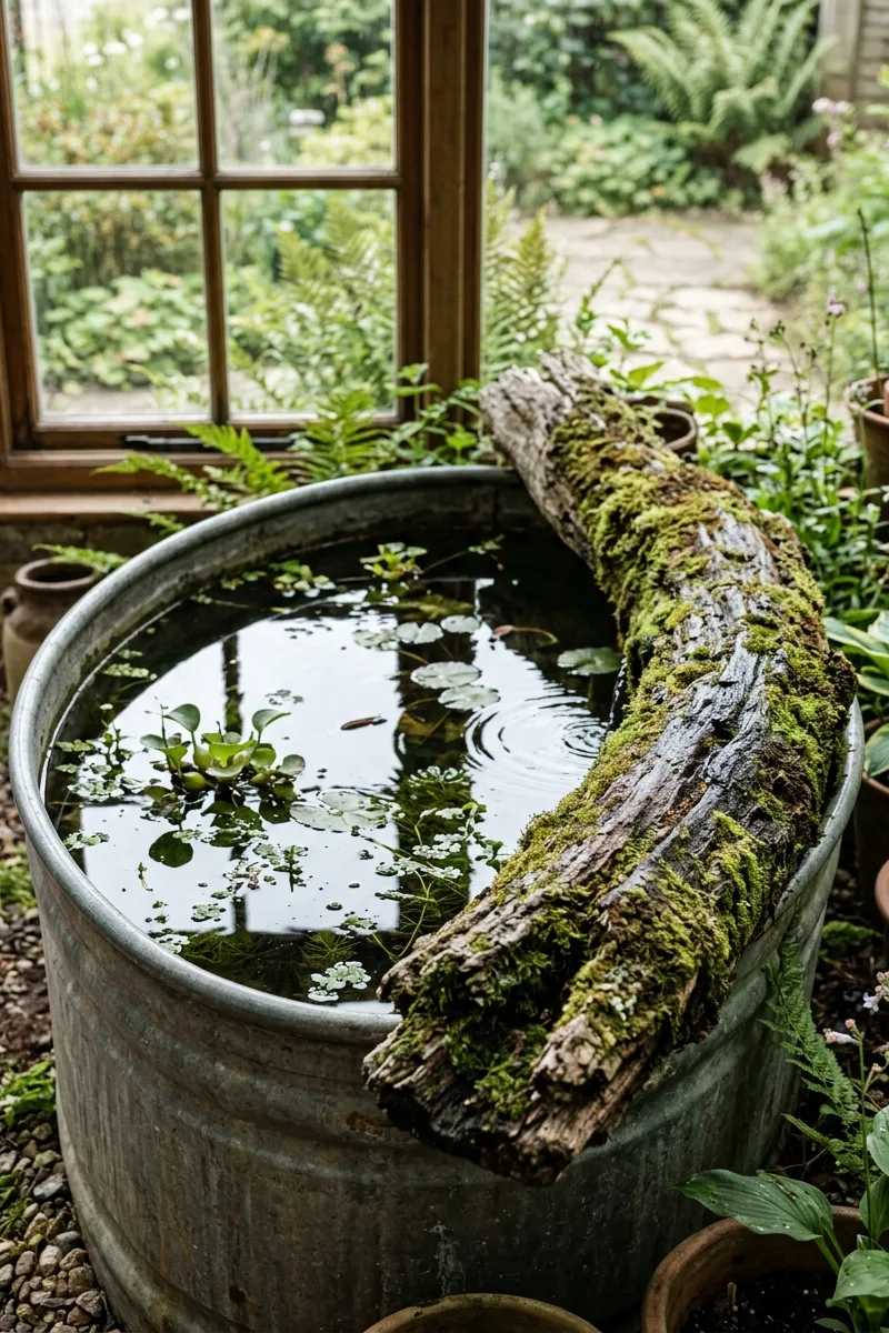 Stock Tank with a Log Edge