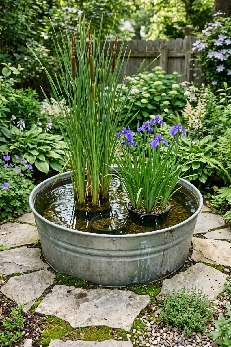 Stock Tank with Bog Plants