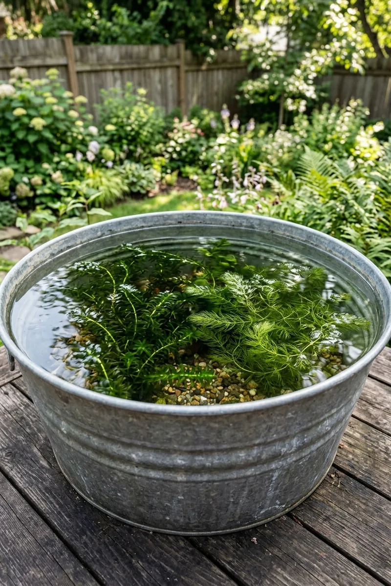 Stock Tank with Submerged Plants