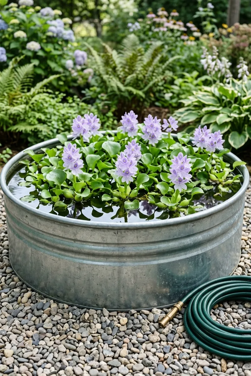 Stock Tank with Water Hyacinth