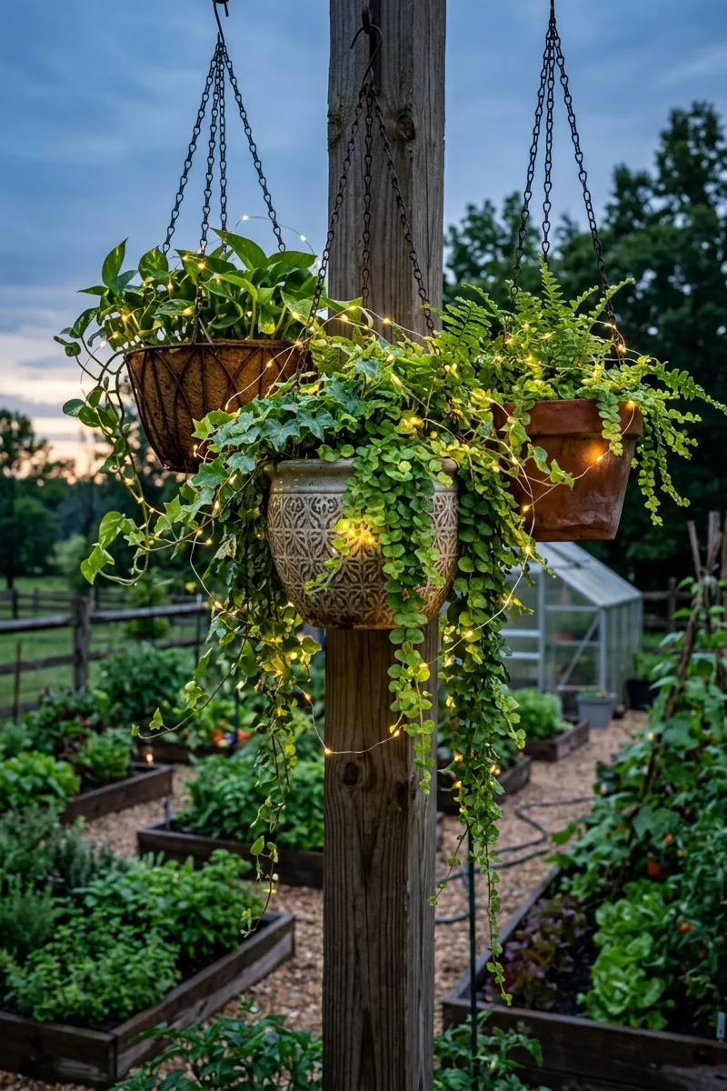 Decorative Hanging Planters with Lights