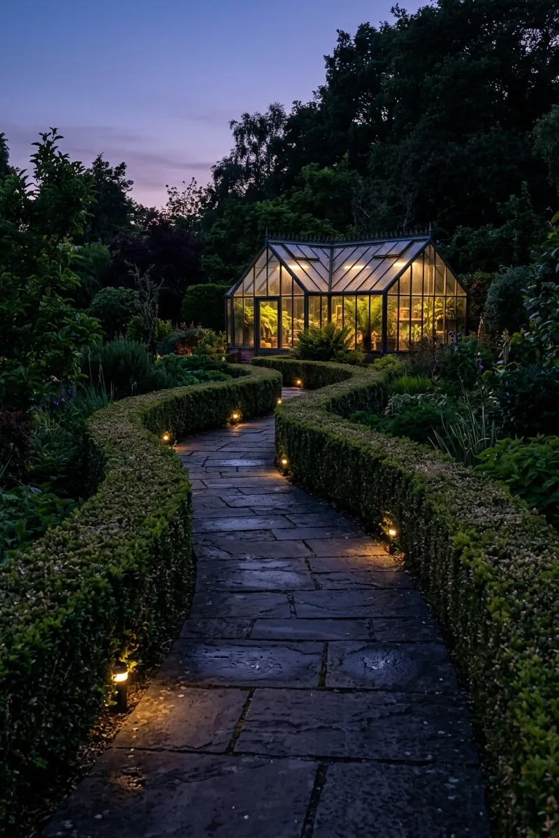 Lit Pathways with Low Hedges