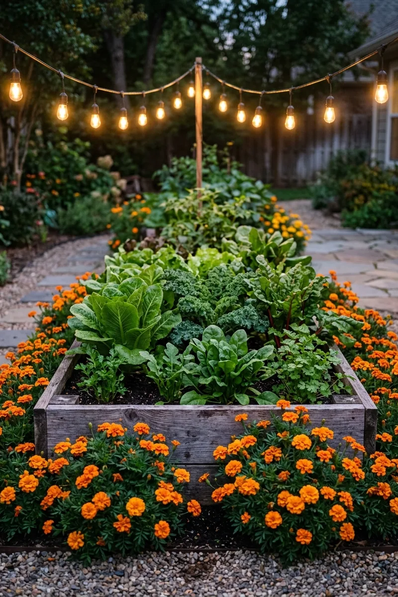 Raised Beds with Marigold Edges