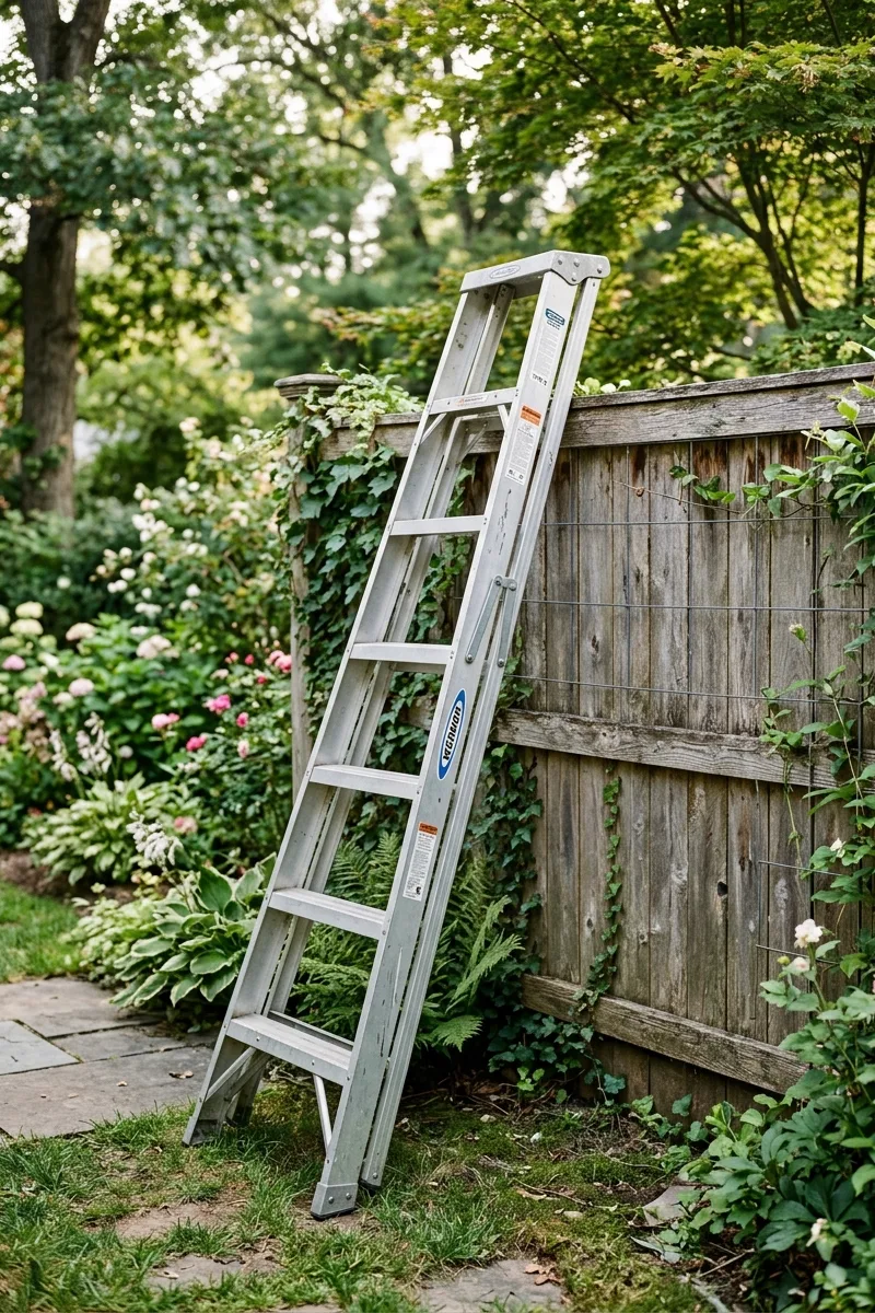 Silver Metal A-Frame Ladder