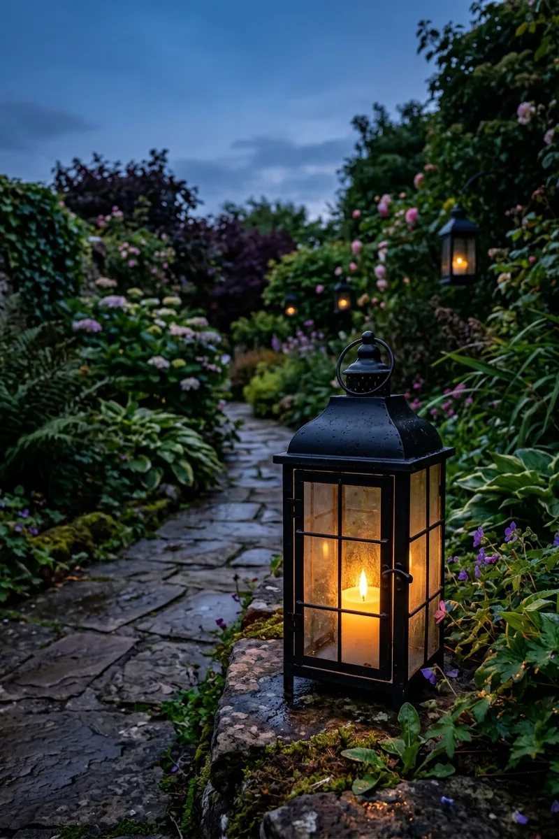 Black Lanterns with Golden Glow