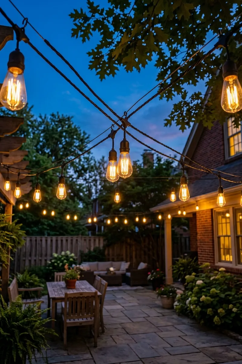 Edison-Style String Light Canopy