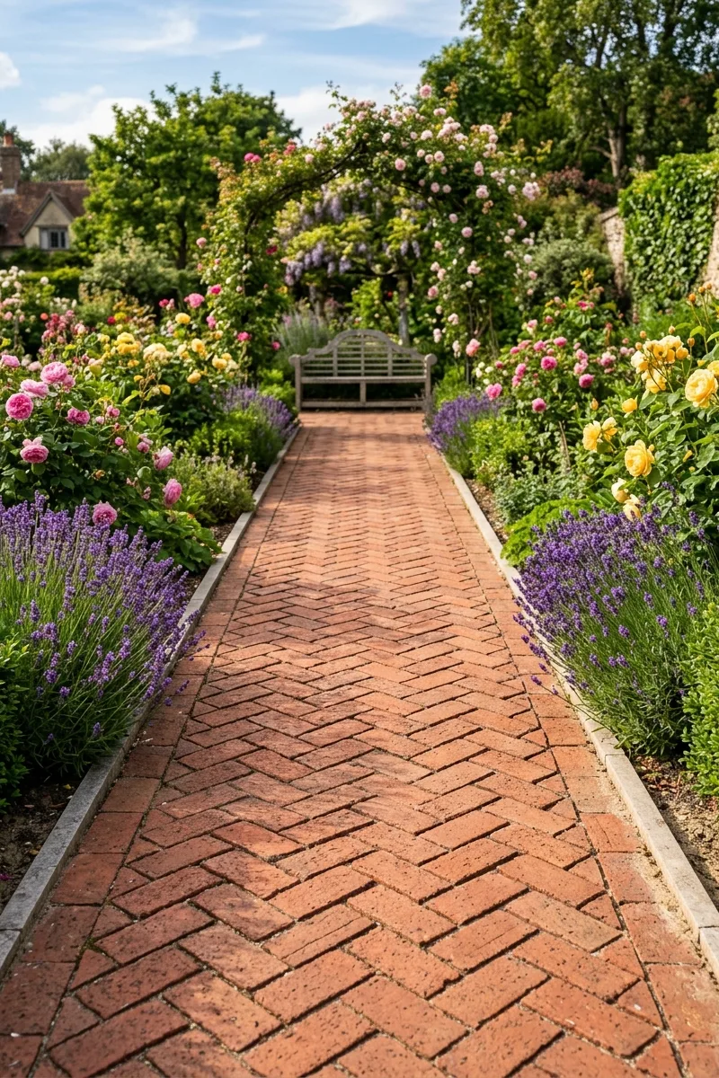Brick Herringbone Walkway
