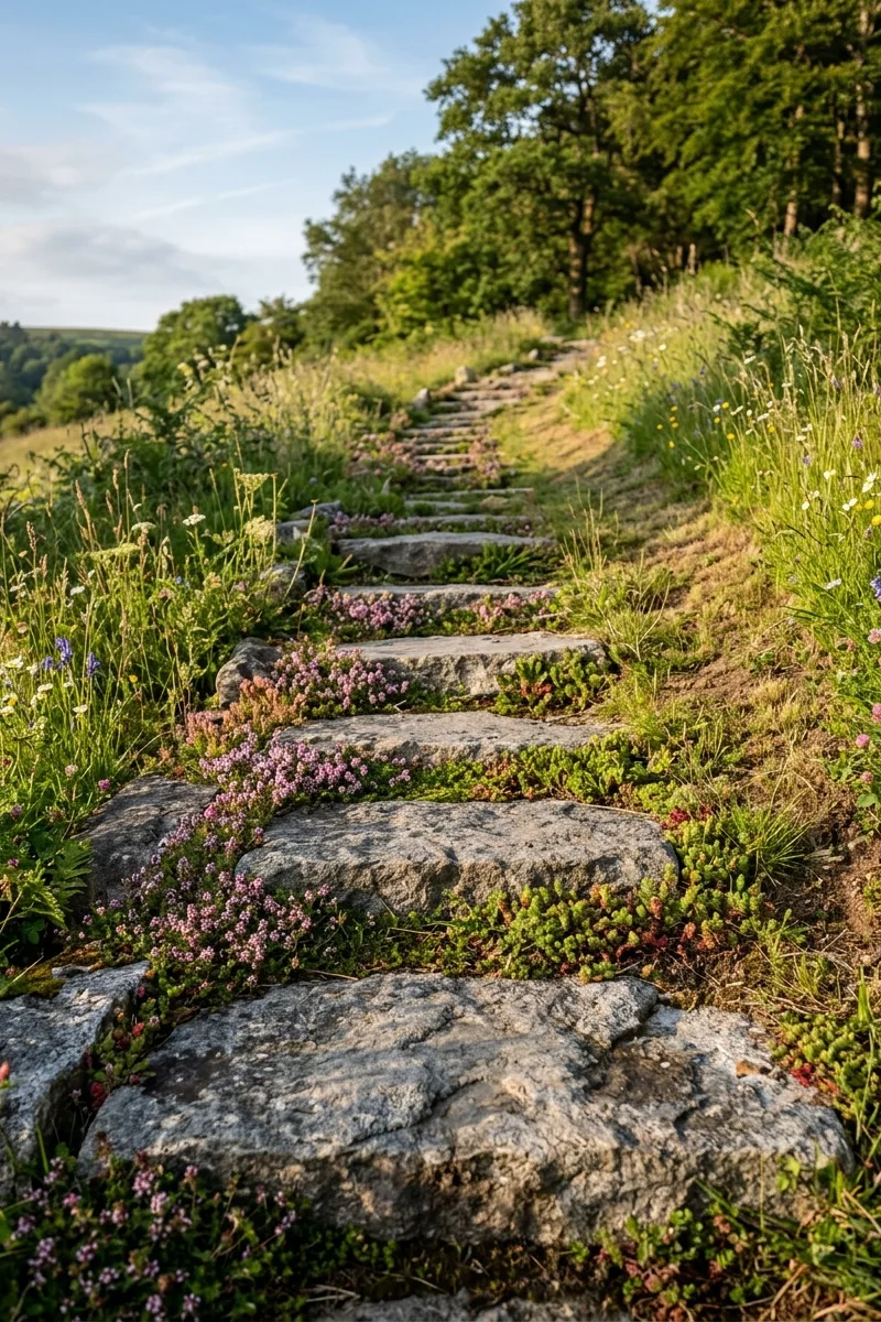 Stone Slab Steps Path