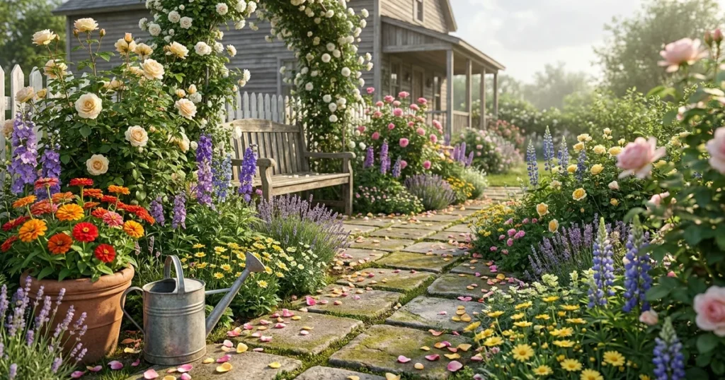 18 Cottage Garden Path Ideas with Stone and Flowers