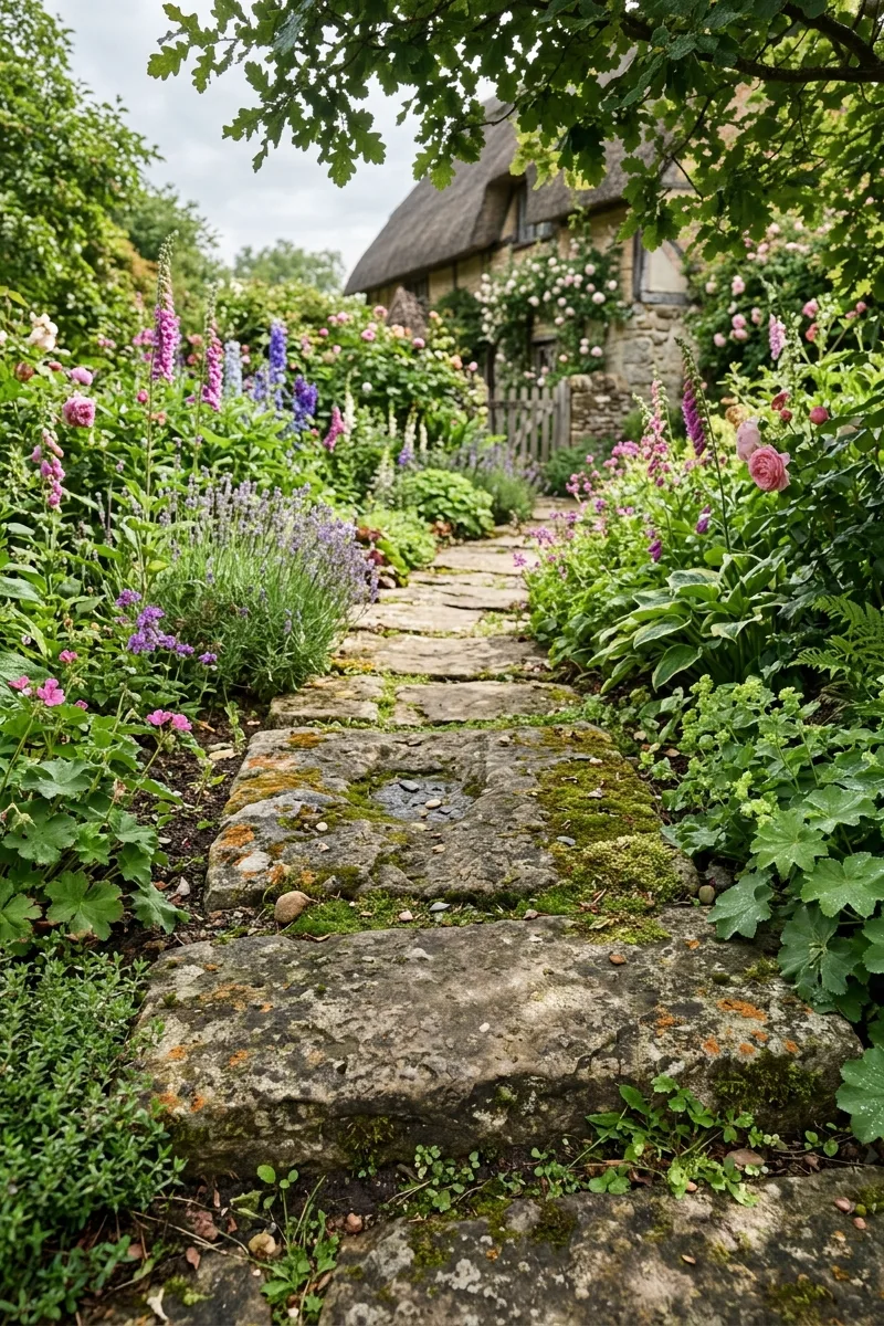 Rustic Stone Slab Path