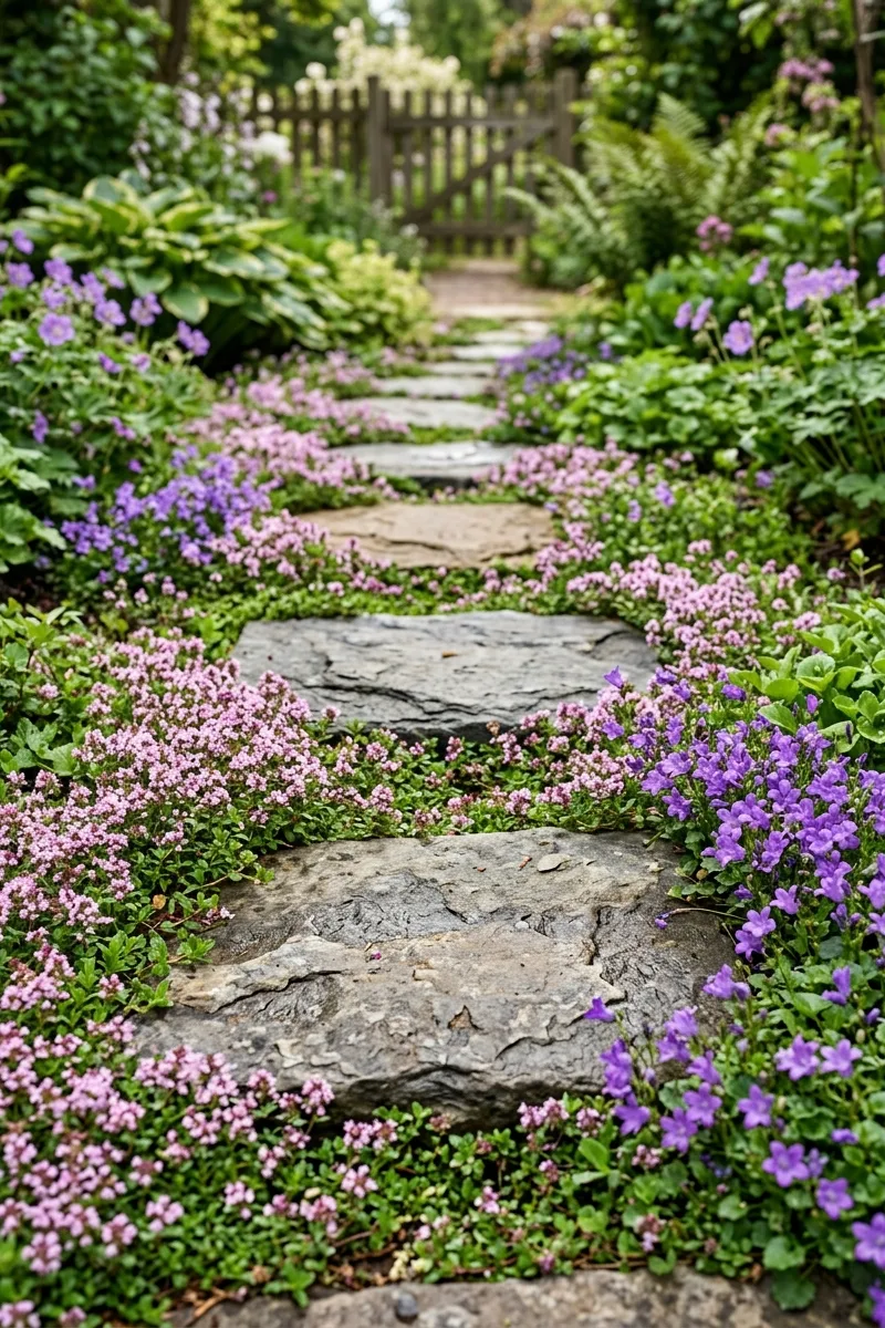 Stepping Stones with Creeping Plants