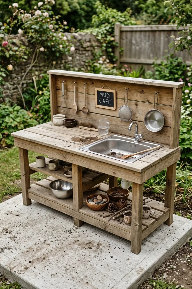 Mud Kitchen with a Concrete Base