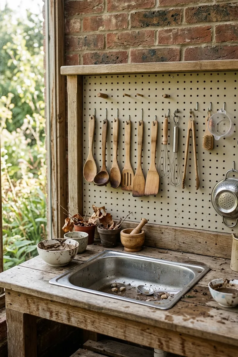 Pegboard Backsplash with Tools