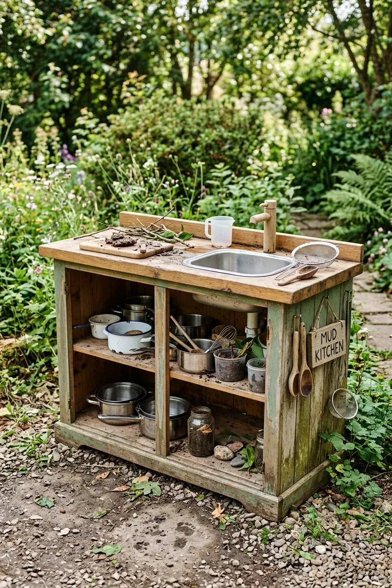 Upcycled Cabinet Mud Kitchen