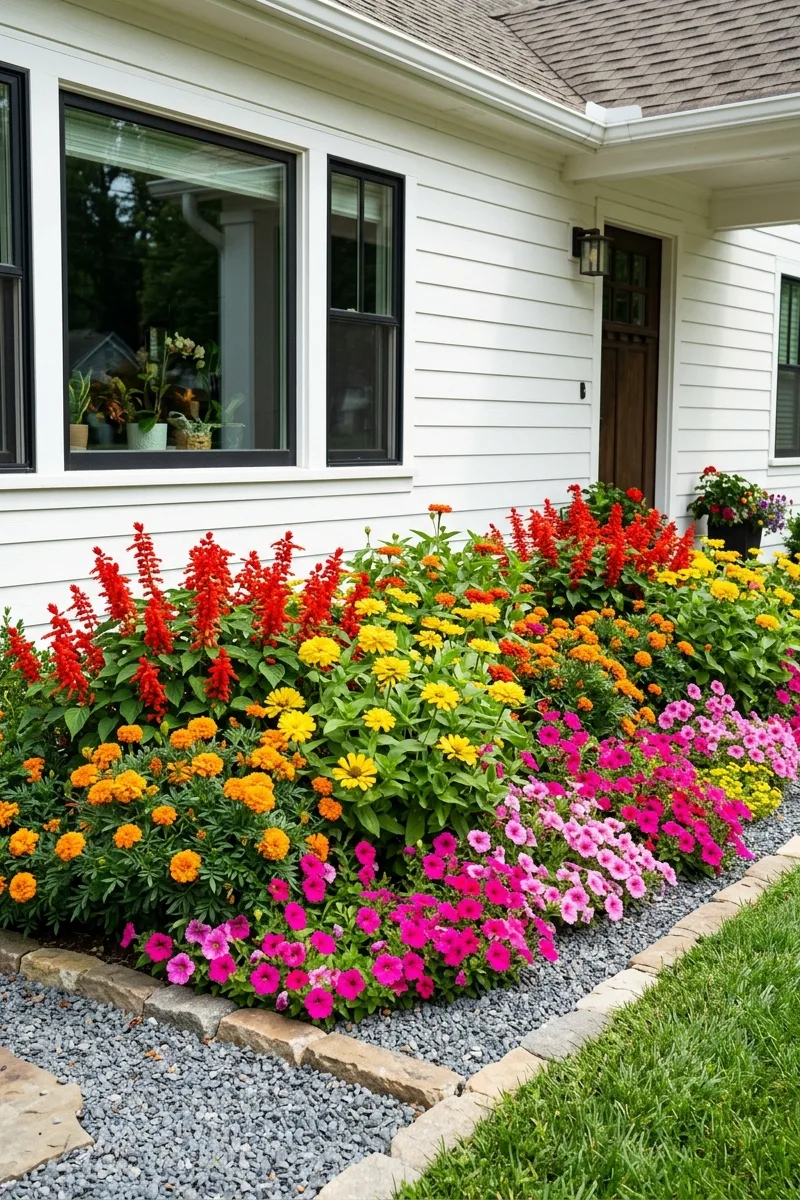 Hot Color Annuals Bed