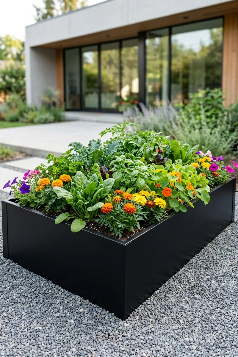 Black Metal Raised Beds