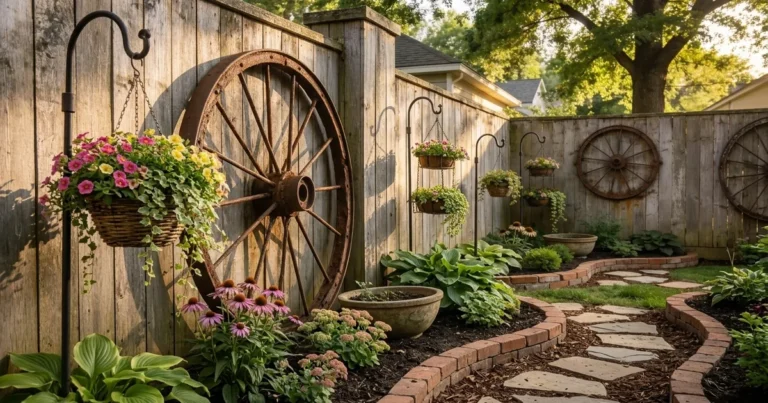 18 Charming Garden Decor Ideas with Rustic Wagon Wheels