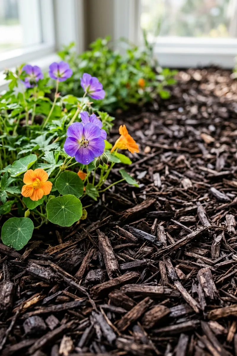 Dark Mulch for Moisture Retention